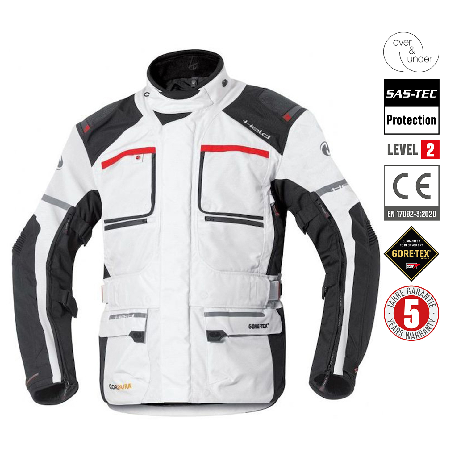 Held Carese II Jacket Grey-Red - Medium