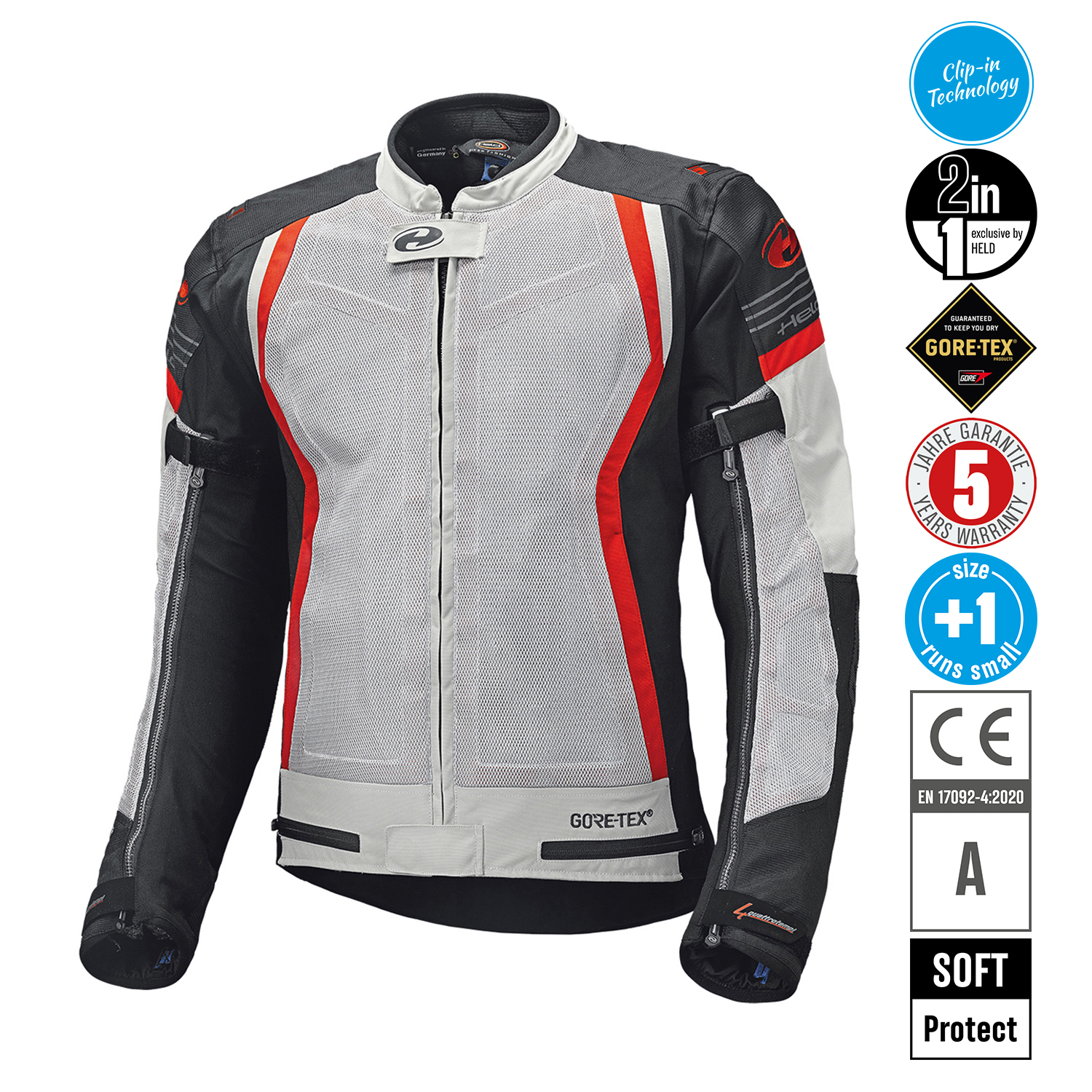 Held AeroSec GTX 2in1 Touring Jacket Grey-Red - XL