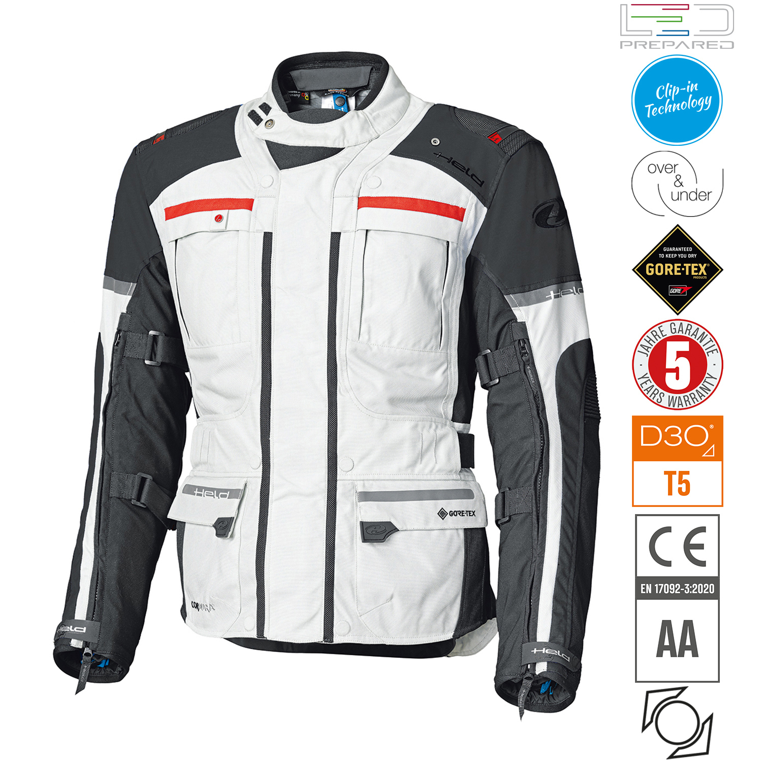 Held Carese Evo Jacket Grey-Red - 4XL