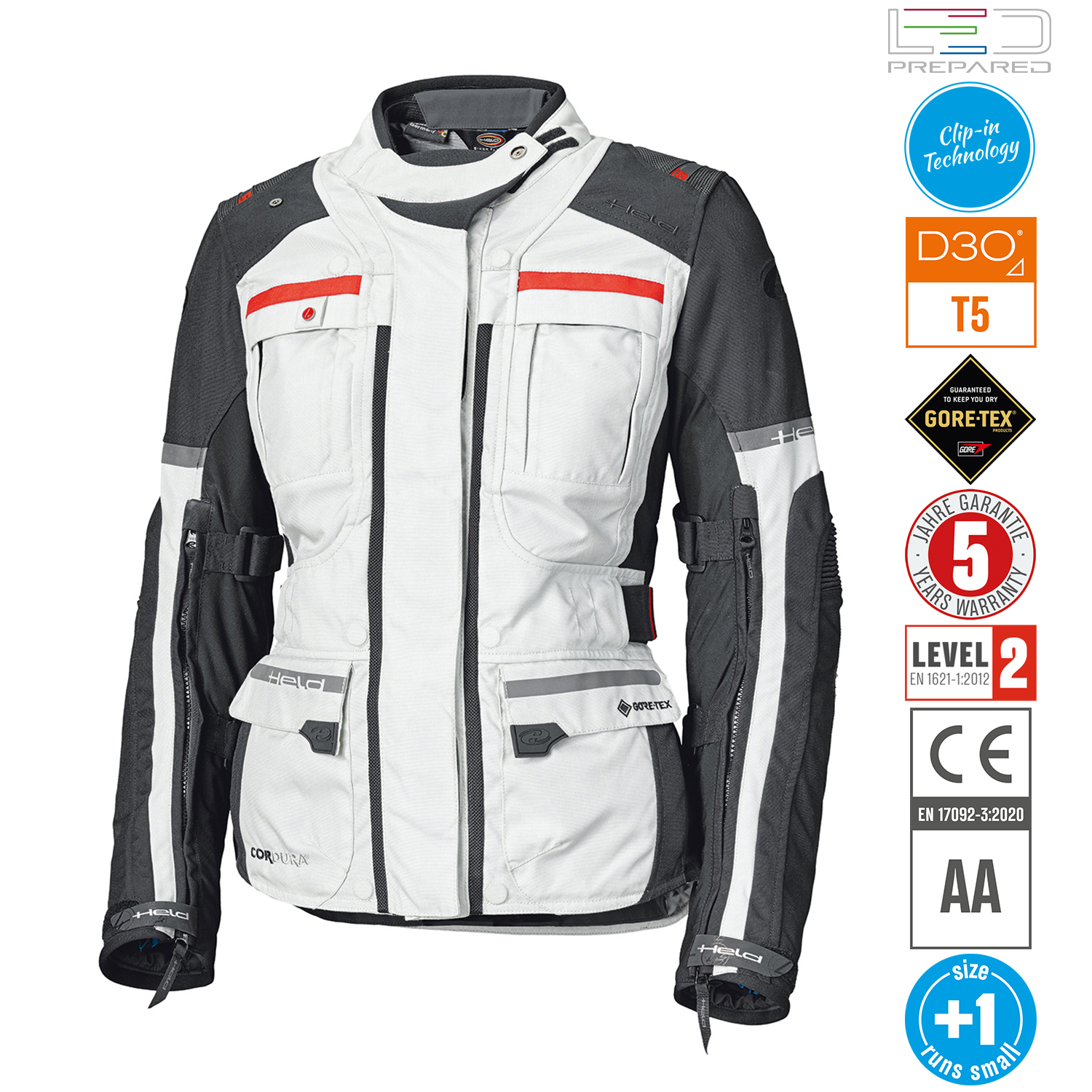 Held Carese Evo Womens Jacket Grey-Red - D-4XL