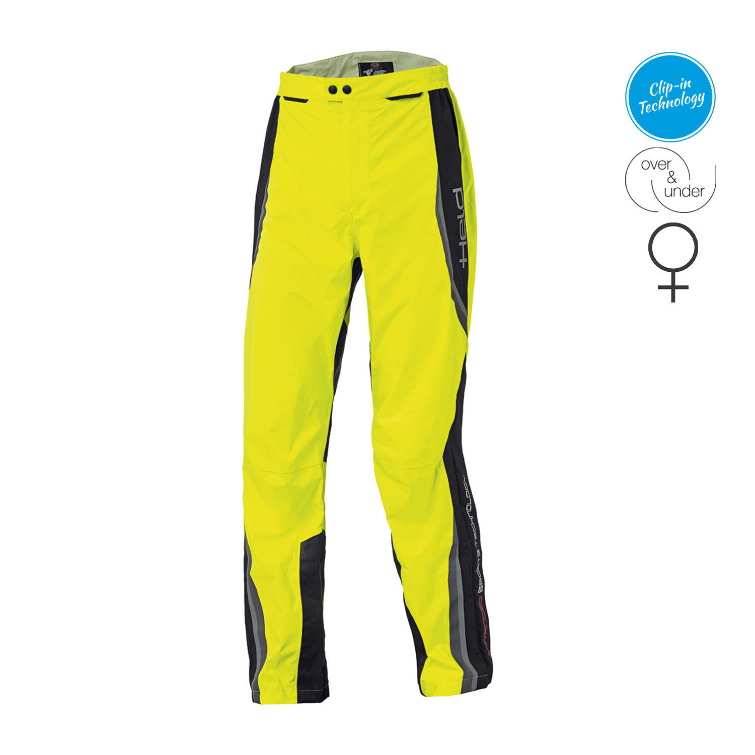 Held Rainblock 2 Womens Pants Black-Fluorescent Yellow - D-Large