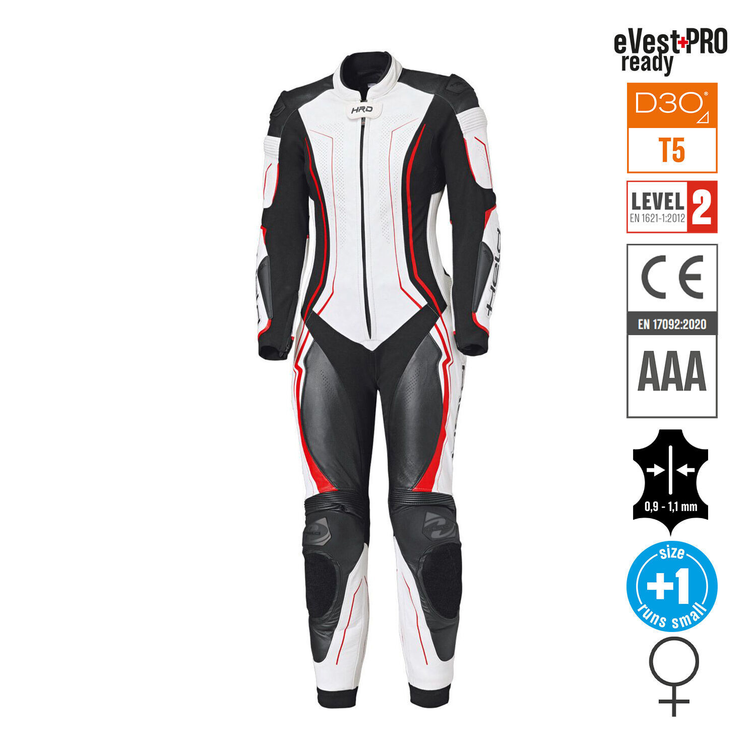 Held Ayana 3 Womens Race Suit Black-White-Red - 44D