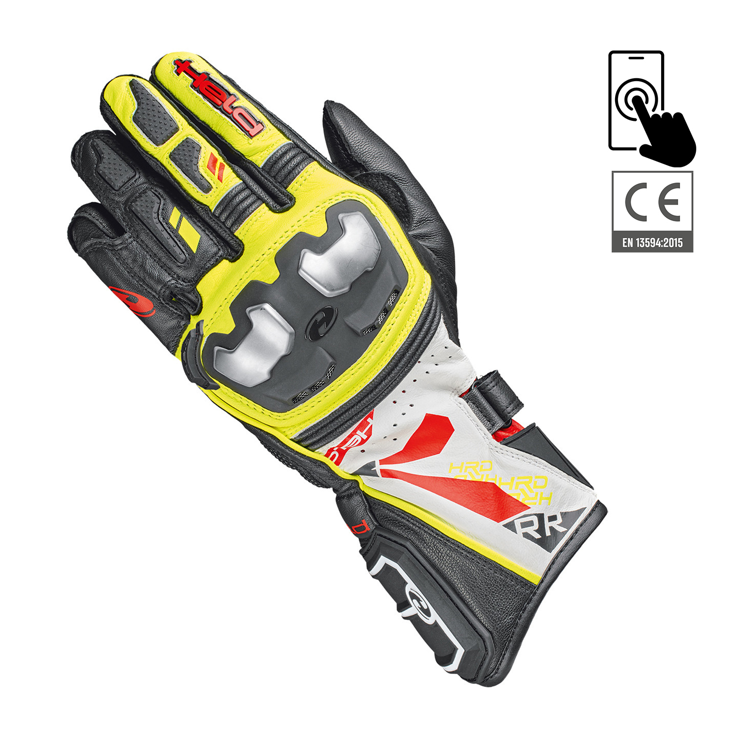 Held Akira RR Gloves Black-Fluorescent Yellow - Available in Various Sizes
