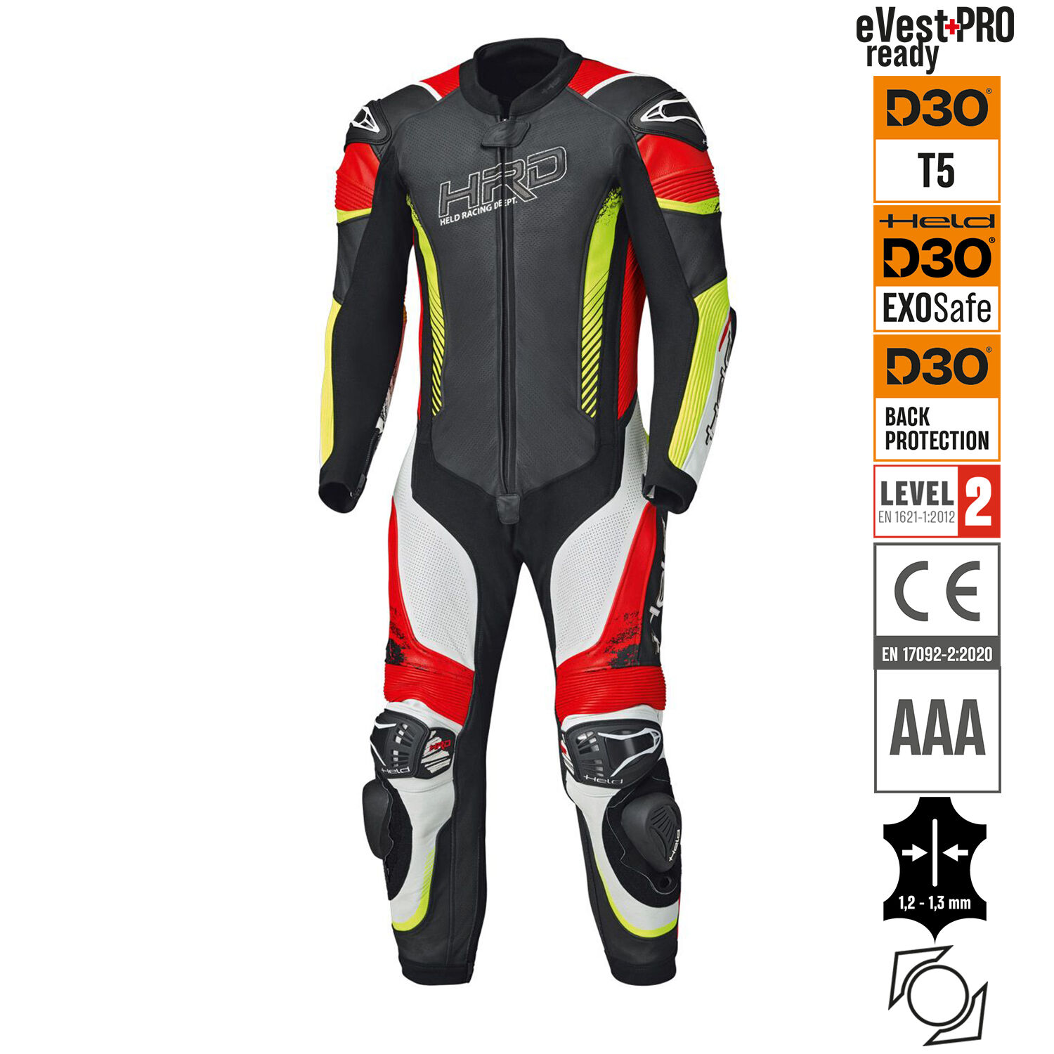 Held Brands Hatch 1-piece Race Spec Suit Black-White-Red - Available in Various Sizes