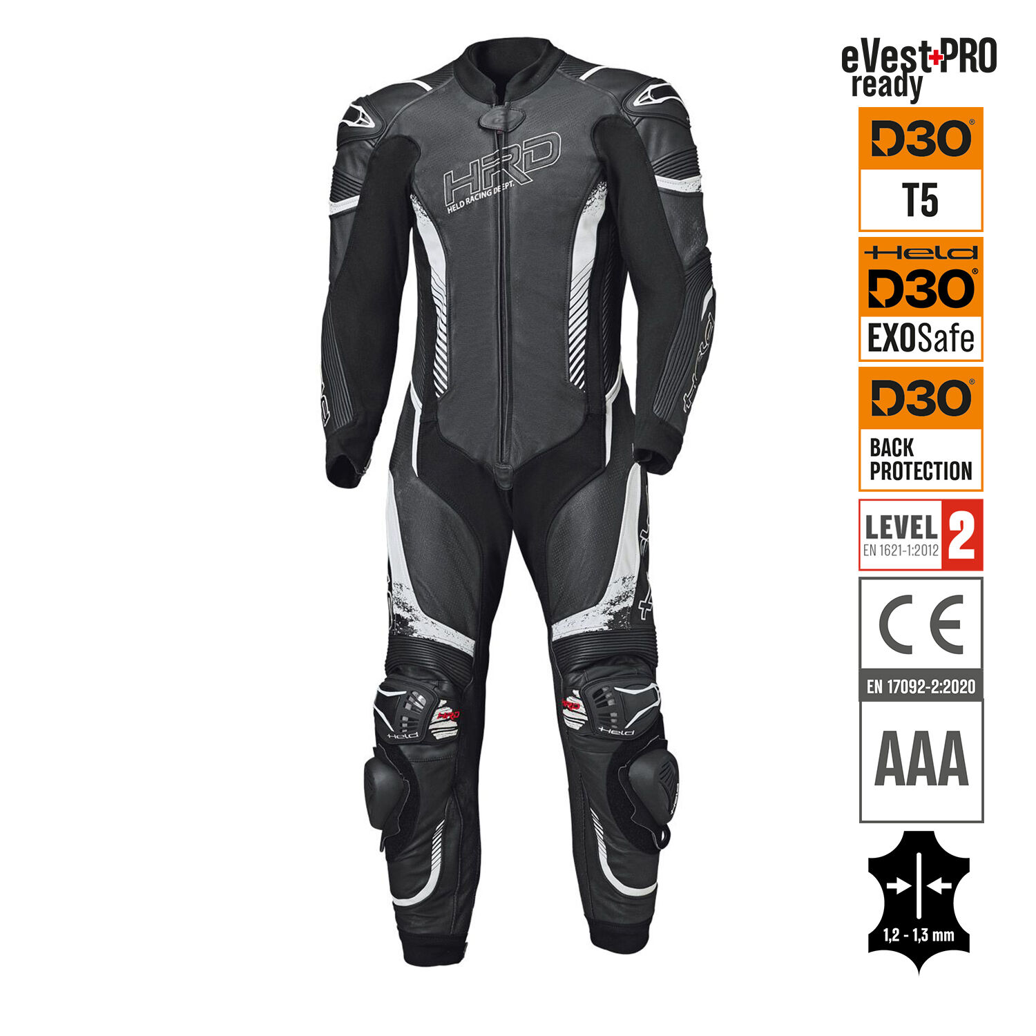 Held Brands Hatch 1-piece Race Spec Suit Black-White - Available in Various Sizes