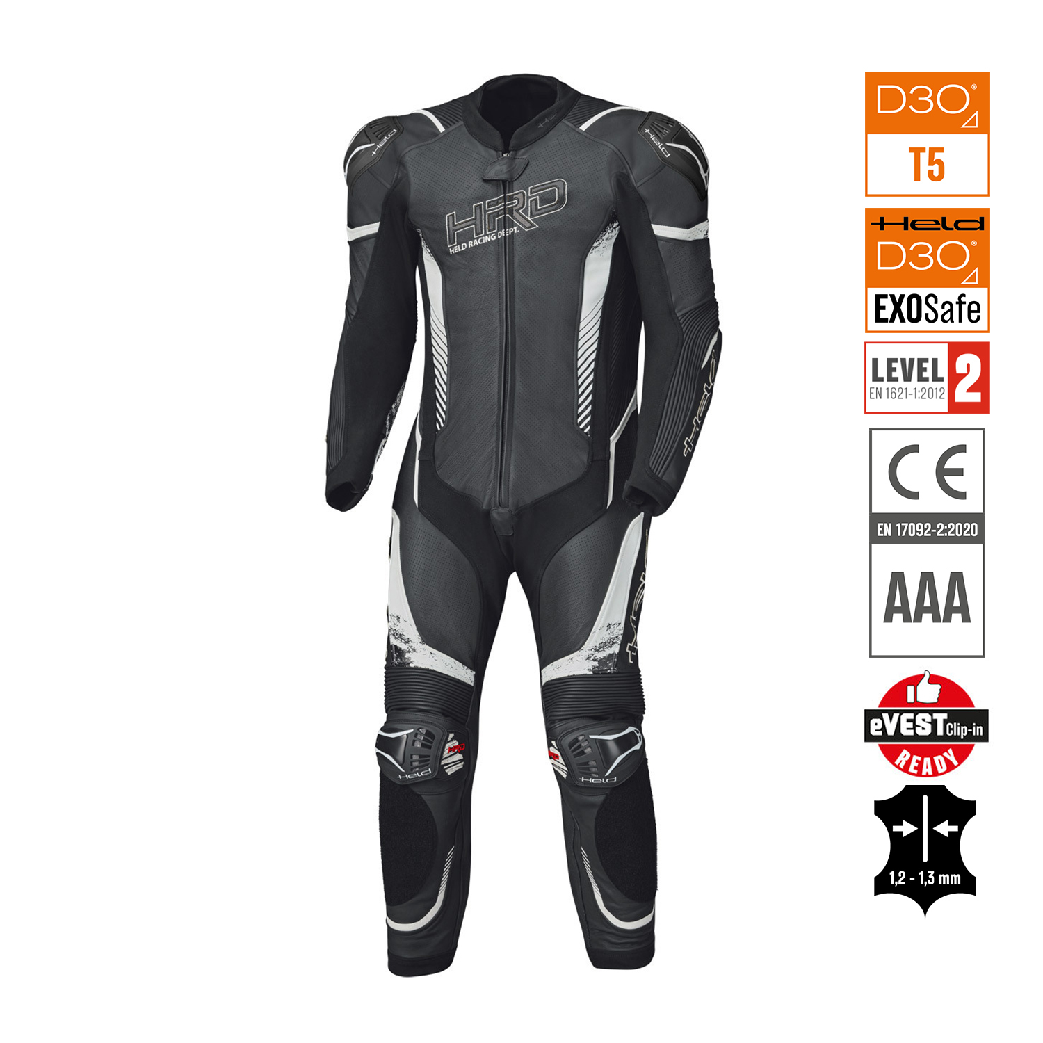 Held Brands Hatch Race Suit Black-White - Available in Various Sizes