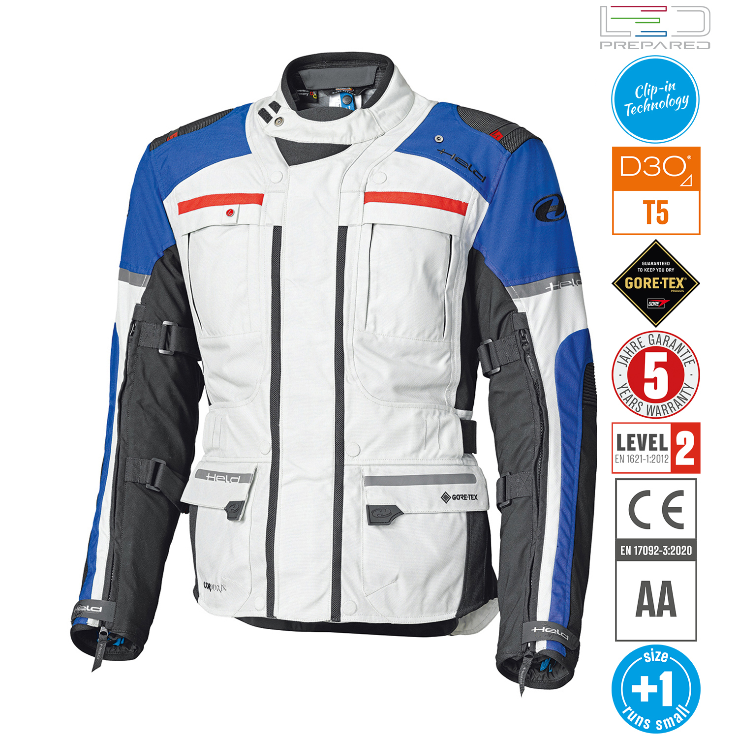 Held Carese Evo Jacket Grey-Blue - Available In Various Sizes