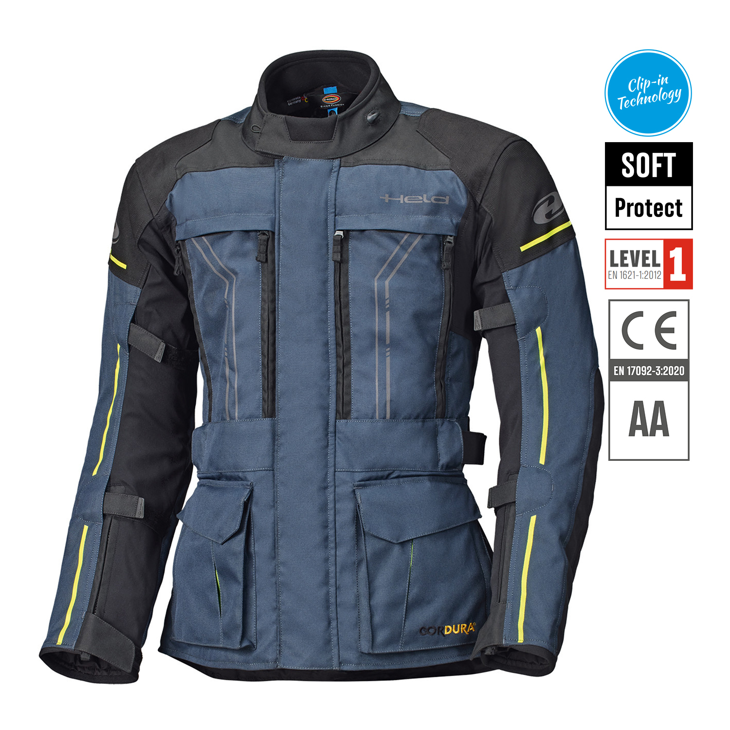 Held Pentland Jacket Navy Blue-Fluorescent Yellow - Available in Various Sizes
