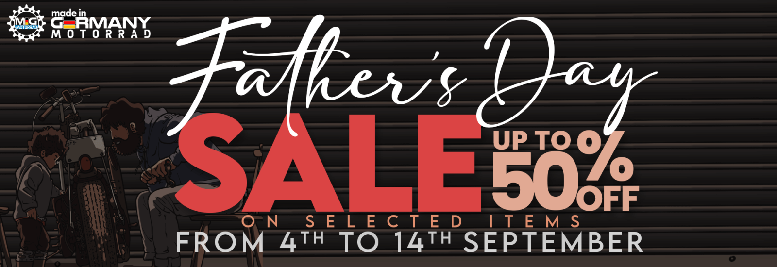 EOFY sale 50% off banner